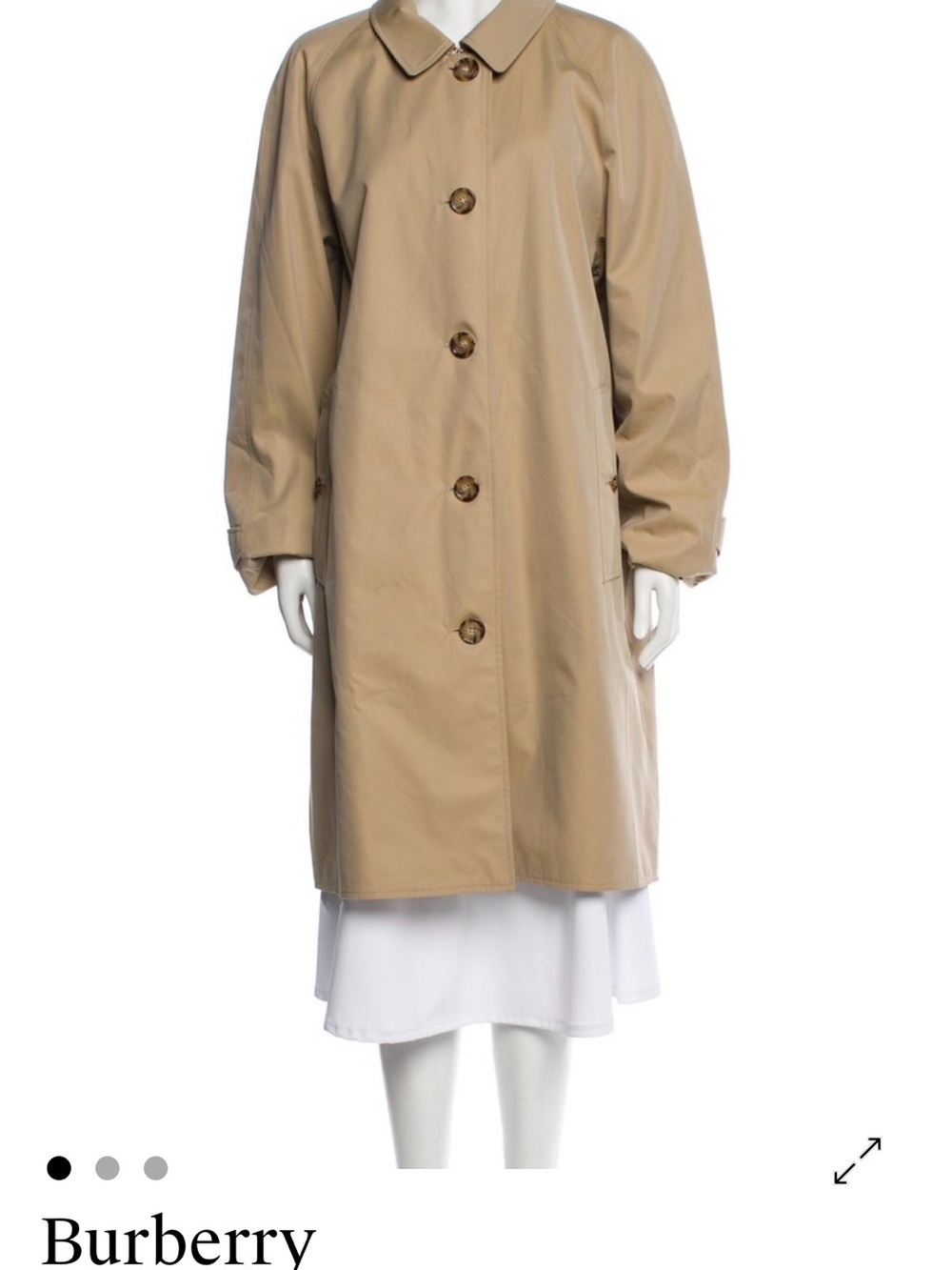 Burberry Khaki Beige Single-Breasted Car Coat